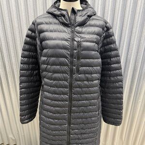 Marmot Black Hooded Men's Long Packable Down Puffer